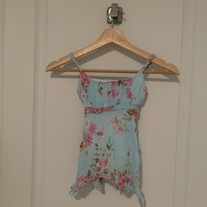 Rayon Floral Spaghetti-strap tank top